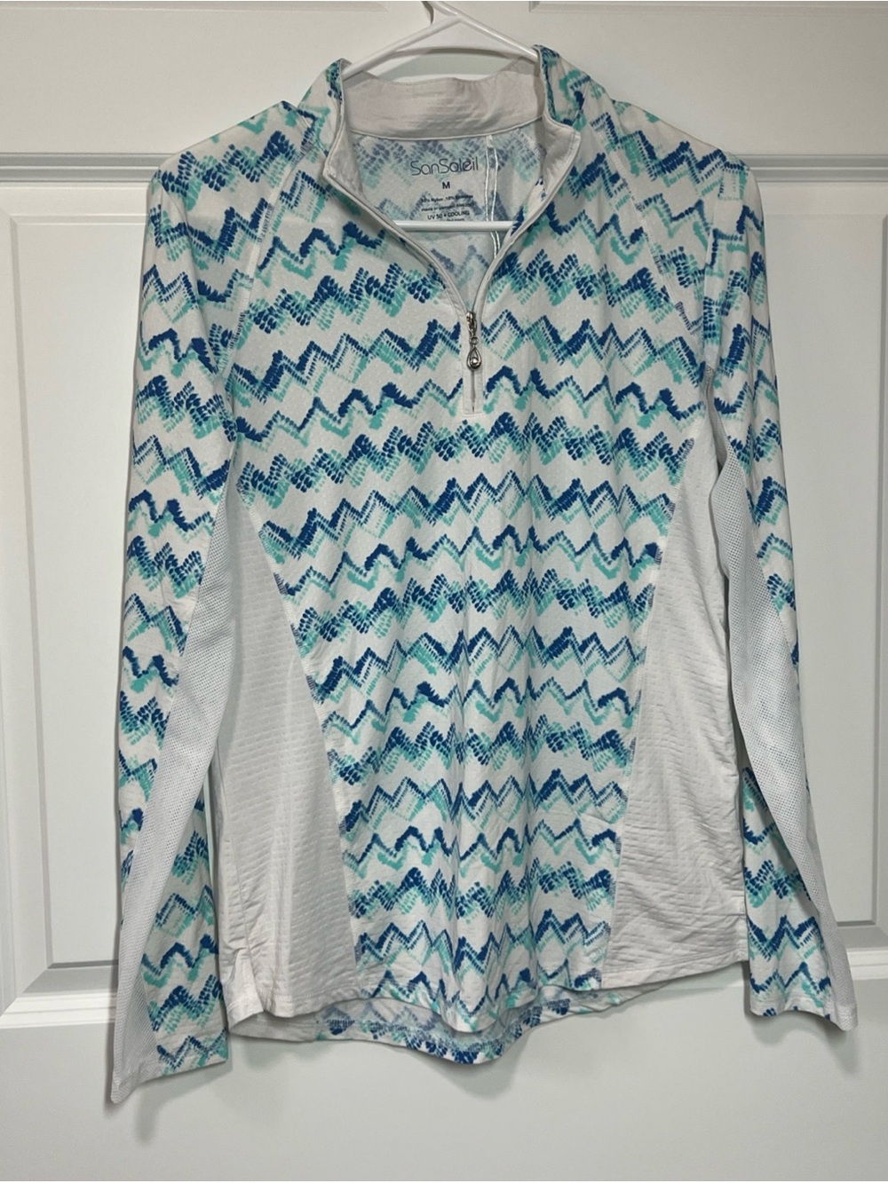 San Soleil  1/4 Zip Activewear Long Sleeve UV Cooling Sun Protection Shirt L
